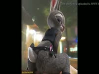 Cute anime bunny taking on a huge cock